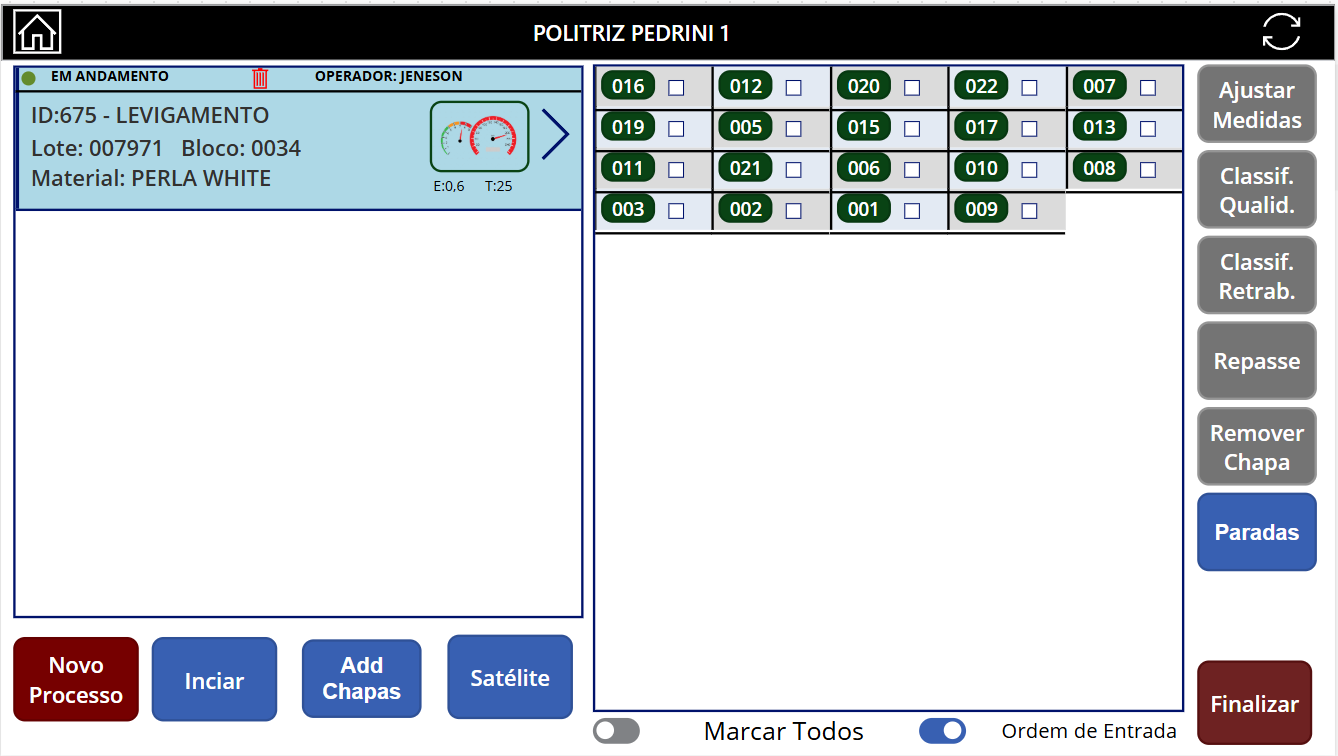 Politriz Pedrini - controle de produção